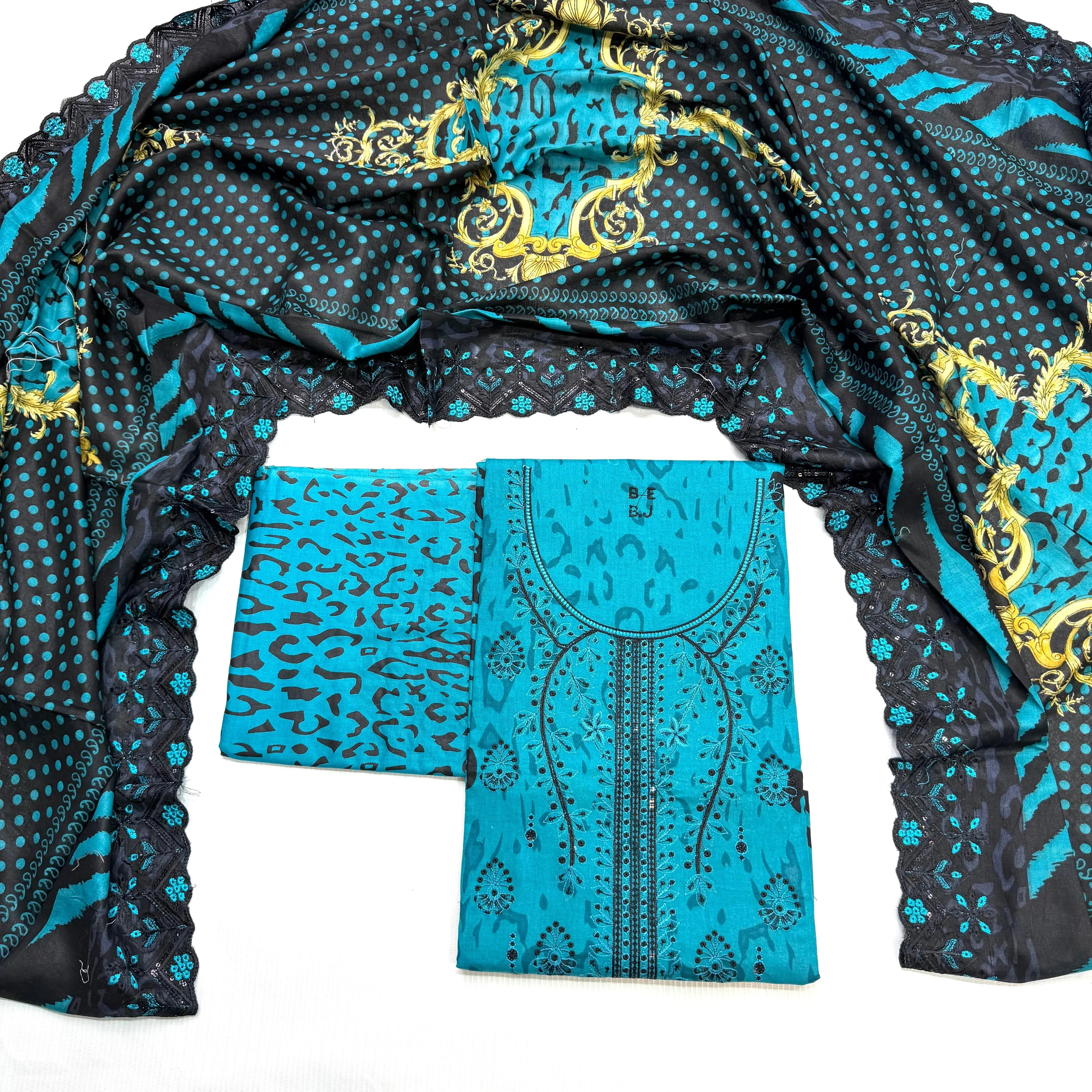 Bin Saeed Printed Embroidered 3PC Memon Clothes